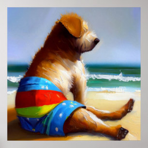 Poster Cachorro na praia