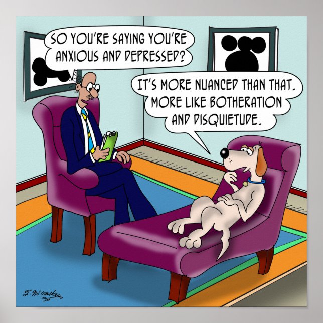 Poster Cachorro Neurotico no sofá (Frente)