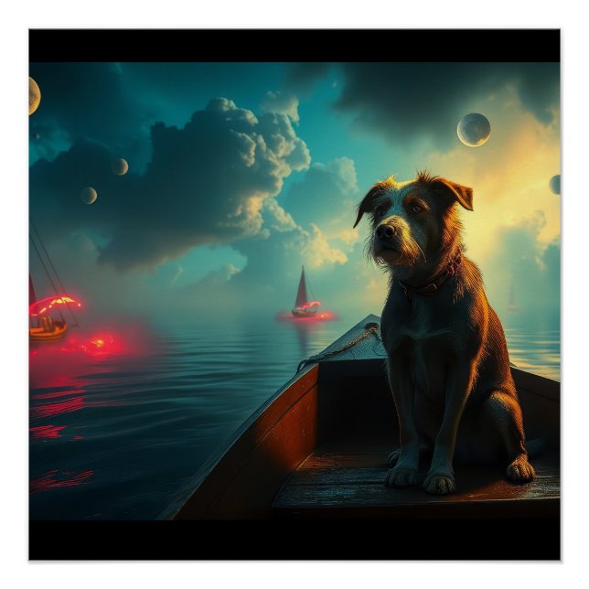 Pôster Cachorro no barco (Frente)