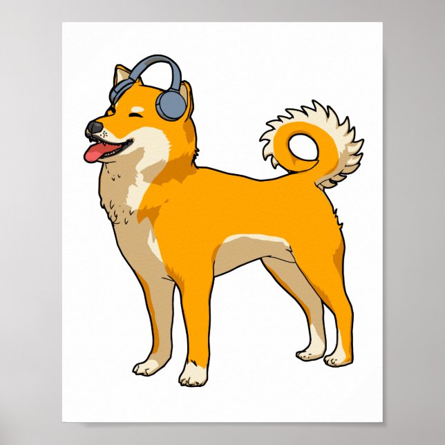 Poster Cachorro ouvindo música (Frente)