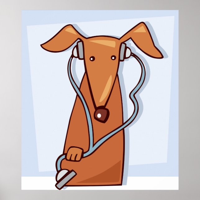 Poster Cachorro ouvindo música Fones de ouvido engraçados (Frente)