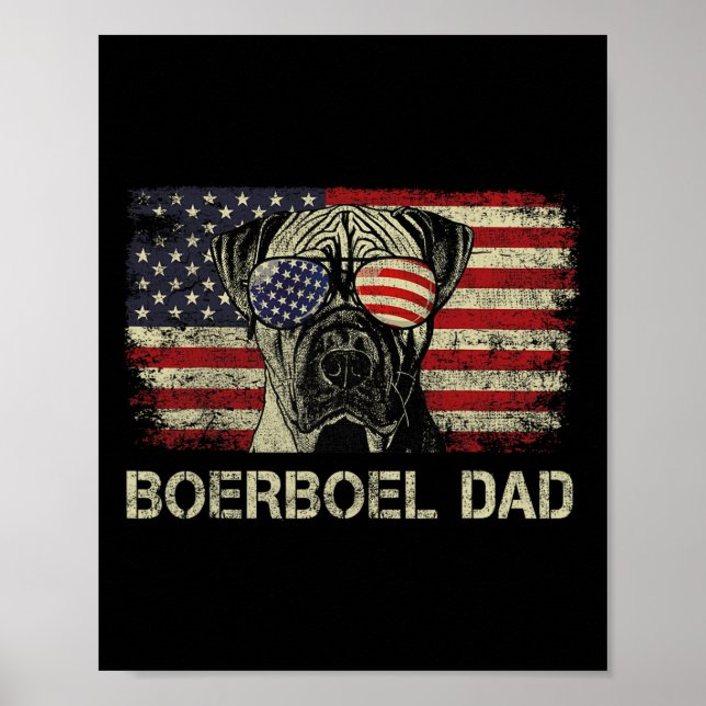 Poster Cachorro Pai Boerboel Passa Bandeira Americana Em  (Frente)