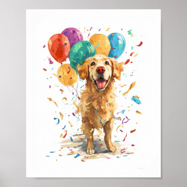 Poster Cachorro Palhaço Retriever � Cão de Circo com Balõ (Frente)