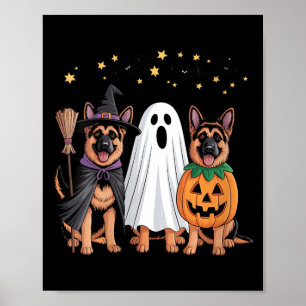 Poster Cachorro Pastor Alemão Abóbora Bruxa Fantasma Femi