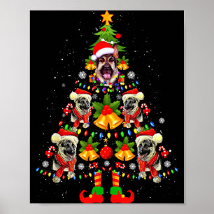 Poster Cachorro Pastor Alemão Chapéu do Papai Noel Árvore