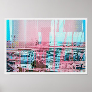 Pôster Cachorro patenteando Panorama na cidade de São Fra