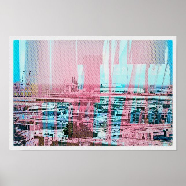 Pôster Cachorro patenteando Panorama na cidade de São Fra (Frente)