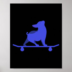 Poster Cachorro Patinando Engraçado Amante de Bulldog Fra