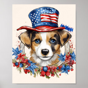 Poster Cachorro Patriótico 4 de Julho Dia da Independênci