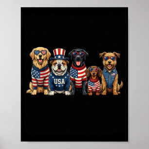 Poster Cachorro Patriótico Engraçado Vermelho Branco Lati