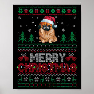 Poster Cachorro Pekingês Passa Santa Hera Árvore de Natal