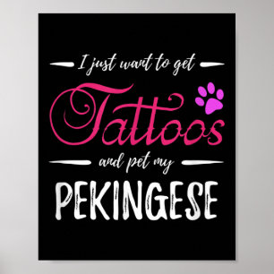 Poster Cachorro Pekingês Tatuagem Engraçada Cachorro Mamã