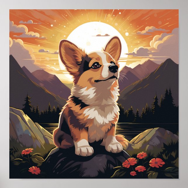 Poster Cachorro-Pembroke-Galês-Corgi (Frente)