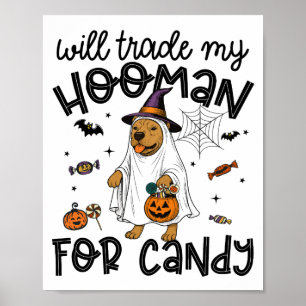 Poster Cachorro Pitbull Fantasma de Halloween Assustador