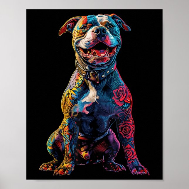 Poster Cachorro Pitbull Tatuado Cachorro Pitbull Cachorro (Frente)