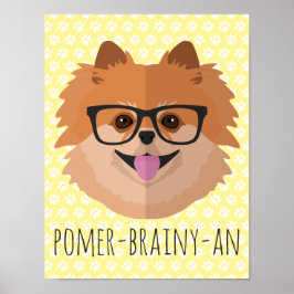 Pôster Cachorro Pomerano Em Óculos De Nerd | POMER-BRAINY
