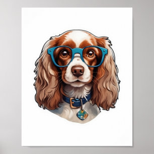 Poster Cachorro Pooch Cute Engraçado Estudo de Óculos Eng