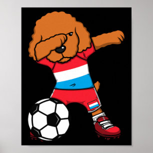 Poster Cachorro Poodle Dabbing Fãs de Futebol de Luxembur