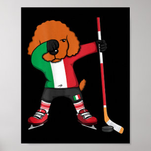 Poster Cachorro Poodle Dabbing Itália Adeptos de Hóquei n