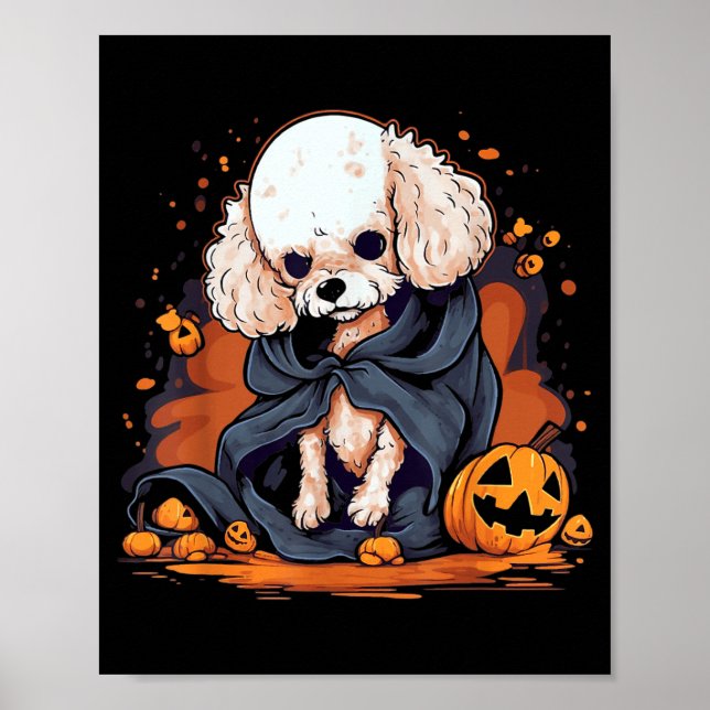 Poster Cachorro Poodle Halloween (Frente)