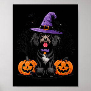 Poster Cachorro Poodle Padrão Preto Feminino de Halloween