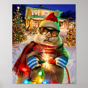 Poster Cachorro Prairie Com Luzes De Natal