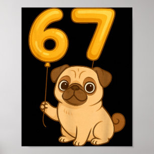 Poster Cachorro Pug 67 Meme Seis Sete Balão Engraçado Ger