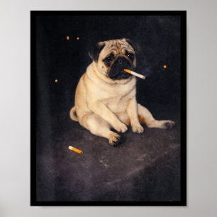 Poster Cachorro pug engraçado fumando cigarro meme cachor