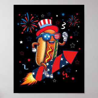 Poster Cachorro-quente 4 de Julho Foguete Patriótico e Fo