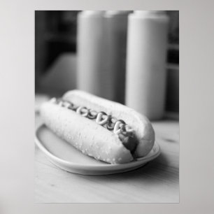 Poster Cachorro Quente Clássico com Mostarda e Ketchup