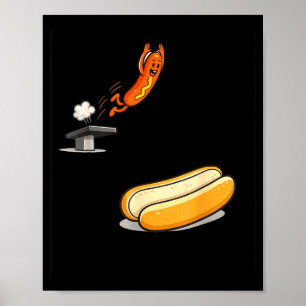 Poster Cachorro quente engraçado mergulhando no desenho a