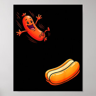 Poster Cachorro quente engraçado saltando para dentro do 