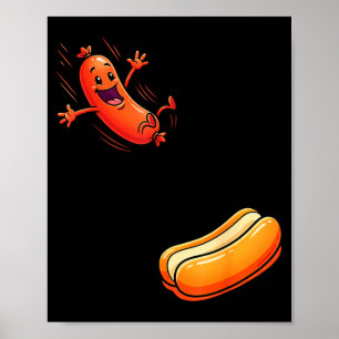 Poster Cachorro quente engraçado saltando para dentro do