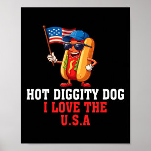 Poster Cachorro Quente Eu Amo A América Americana Bandeir