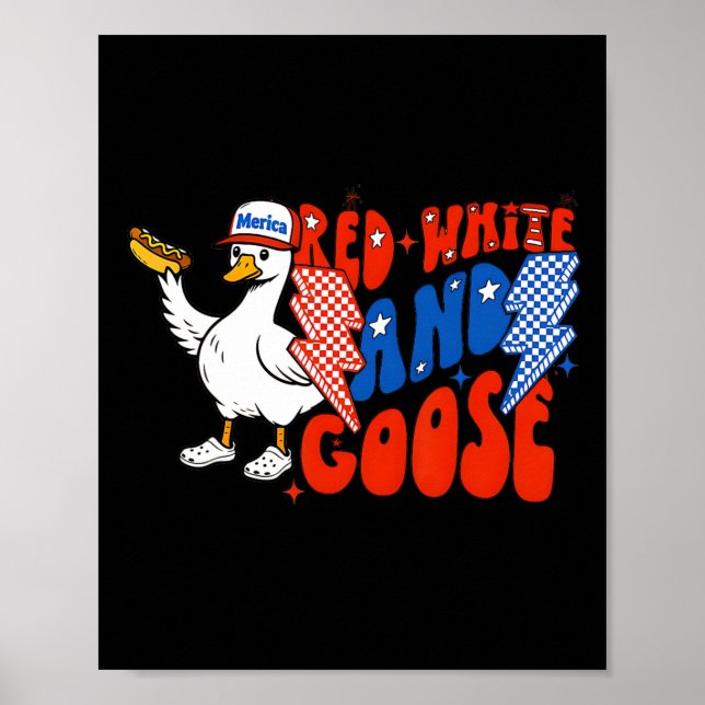 Poster Cachorro Quente Ganso Engraçado Vermelho Branco E  (Frente)