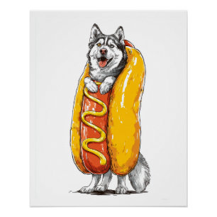 Pôster Cachorro Quente Husky � Fantasia de Comida Diverti