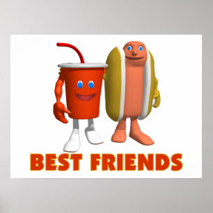 Pôster Cachorro quente & soda dos melhores amigos
