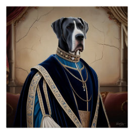 Pôster Cachorro Regal no Ataque Renascentista - Arte Digi