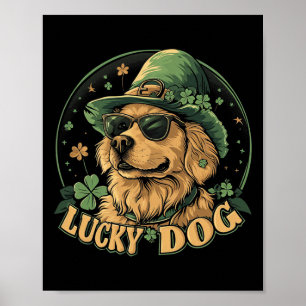 Poster Cachorro Retriever Dourado - Dia de São Patrício S