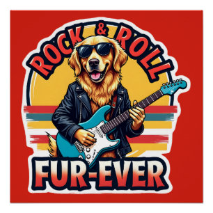 Pôster Cachorro Retriever Dourado Fur-Ever de Rock and Ro