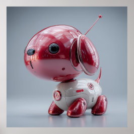 Poster Cachorro Robô Vermelho Brilhante