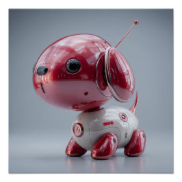 Pôster Cachorro Robô Vermelho Brilhante