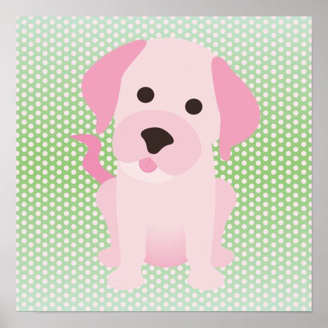 Poster Cachorro Rosa e Verde (Frente)