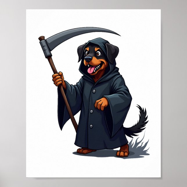 Poster Cachorro Rottweiler da Grim Reaper (Frente)