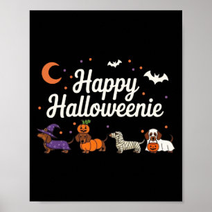 Poster Cachorro Salsicha Bruxa Feliz Dia das Bruxas Fofo