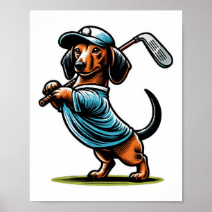 Poster Cachorro Salsicha Dachshund em Pé Balançando Taco