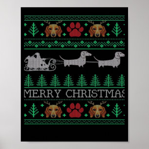 Poster Cachorro Salsicha de Natal Dachshund Suéter de Nat
