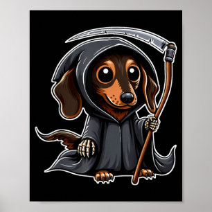 Poster Cachorro Salsicha Halloween Dachshund Ceifador