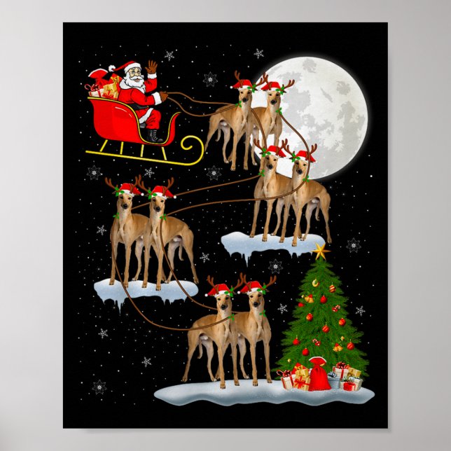 Poster Cachorro Santo Natal Trenó Voador Divertido Mágico (Frente)