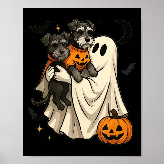 Poster Cachorro Schnauzer Miniatura Fantasma Halloween (Frente)